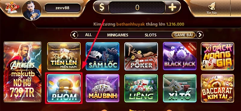 Tính năng giao diện và đồ họa của game bài Phỏm Zowin