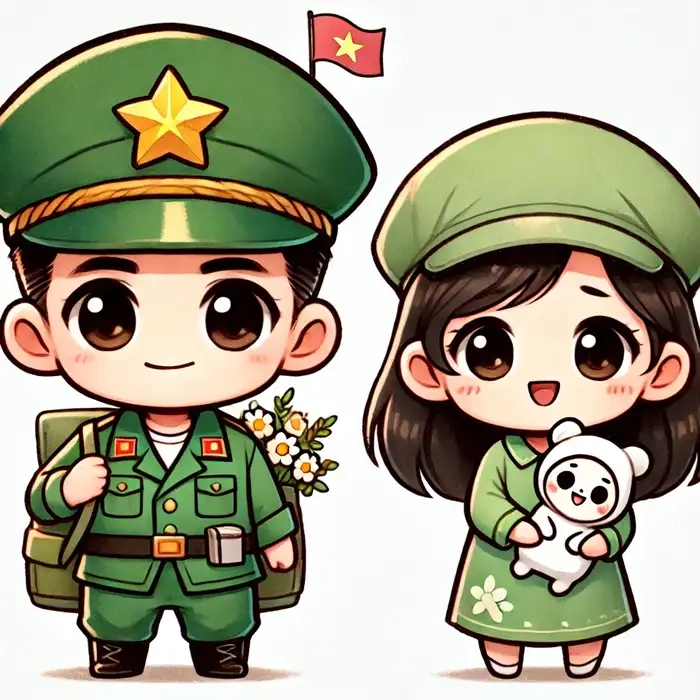 Chú bộ đội chibi dễ thương quá