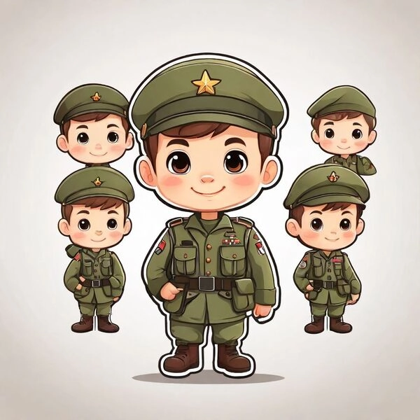 Hình vẽ bộ đội chibi cực chill