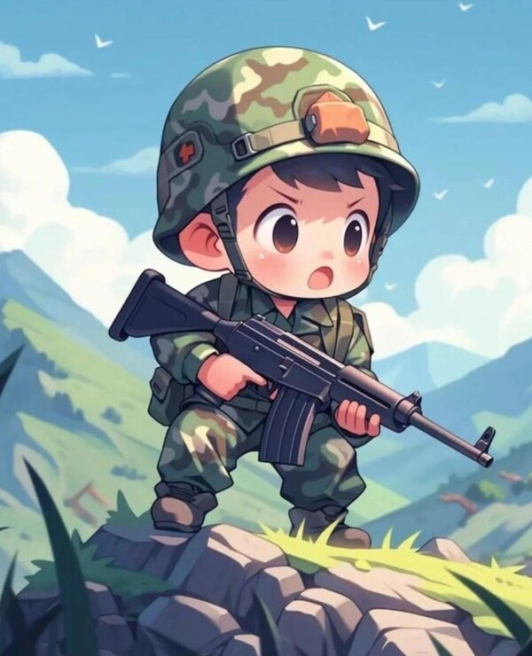 Hình ảnh chú bộ đội chibi sinh động