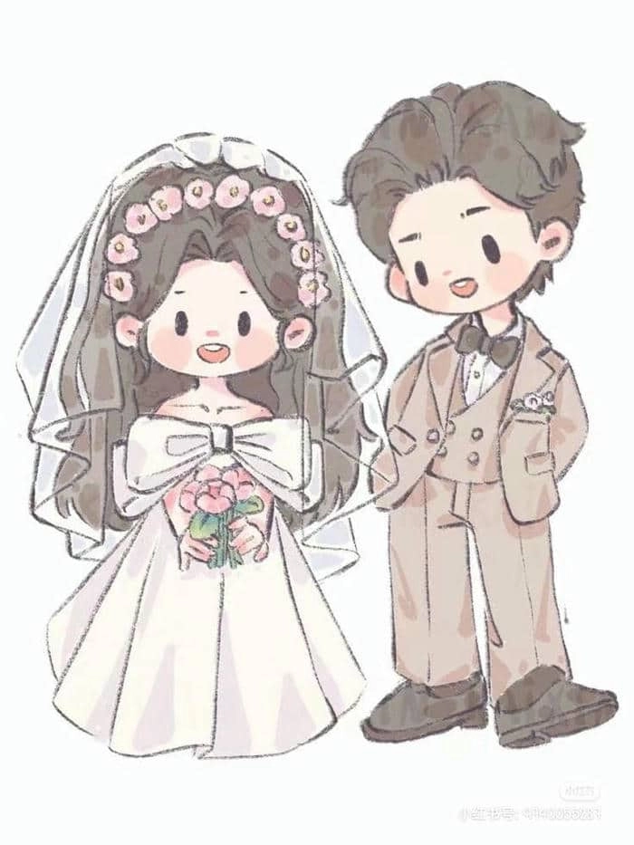 Ảnh dâu rể chibi cực kỳ dễ mến