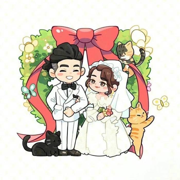 Ảnh chú rể cô dâu búp bê dễ thương