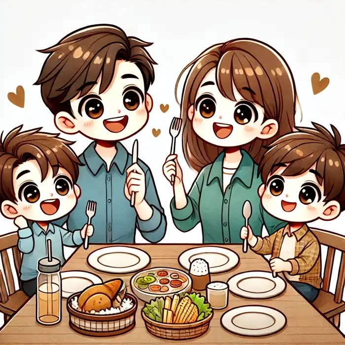 Ảnh gia đình chibi dễ thương cho mọi nhà