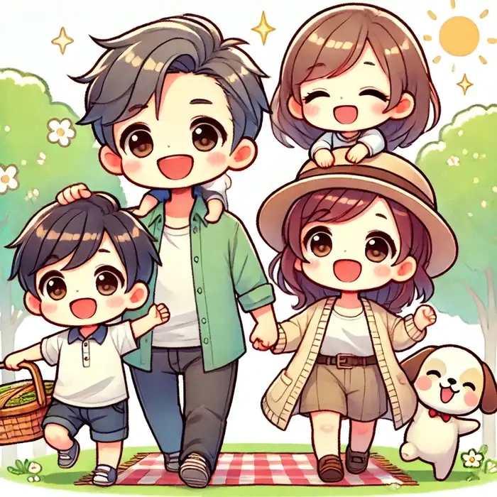 Hình ảnh gia đình chibi cực kỳ sinh động