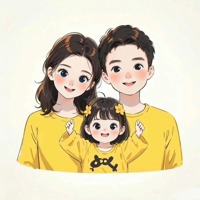Hình gia đình chibi sống động và đáng yêu