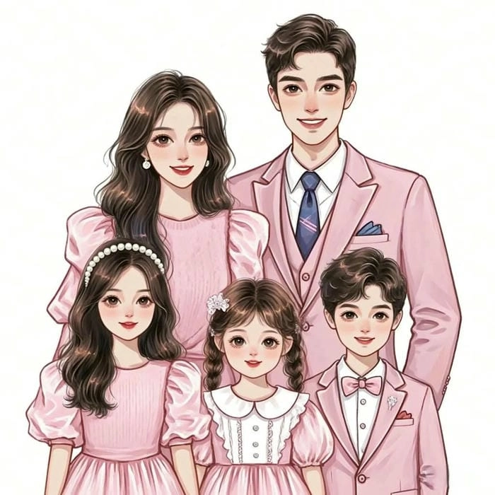 Chibi gia đình đầy ấm áp và ngọt ngào