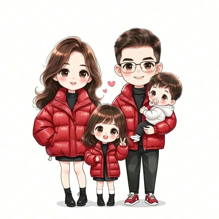 Vẽ gia đình chibi đơn giản cho người mới