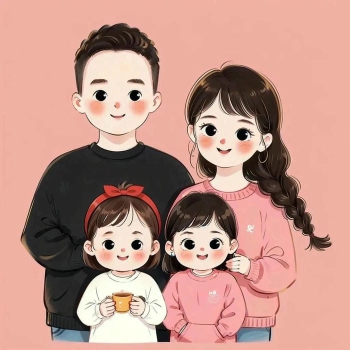 Vẽ tranh gia đình chibi mang nét riêng biệt
