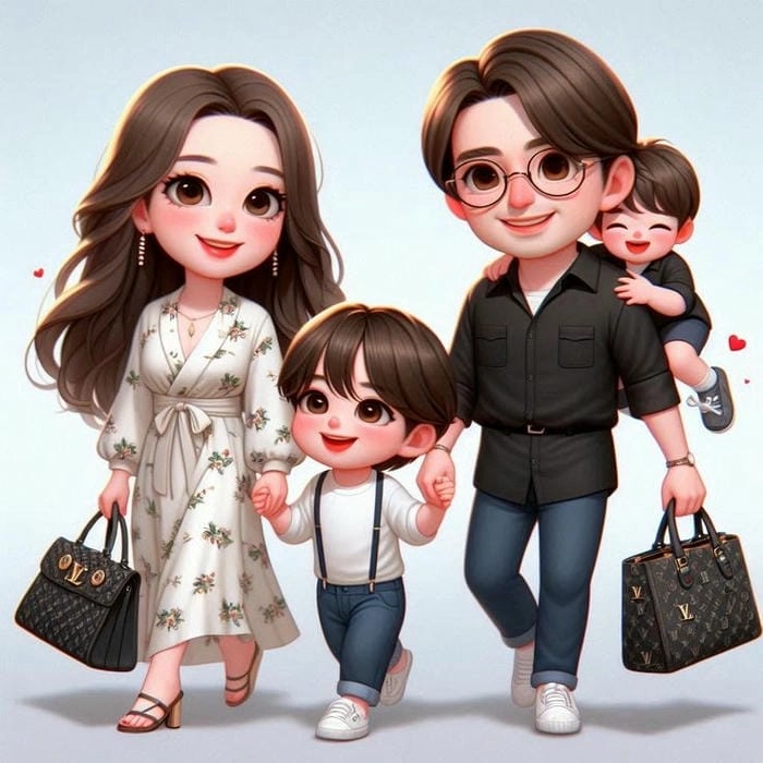 Ảnh đại gia đình chibi trọn vẹn yêu thương