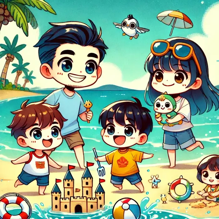 Tranh vẽ gia đình chibi cực hợp làm quà tặng