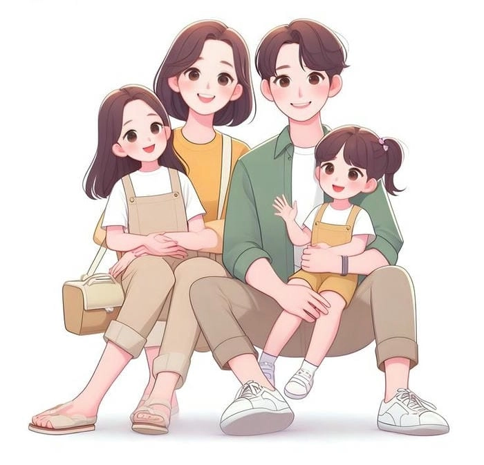 Vẽ ảnh gia đình chibi dễ làm theo mẫu