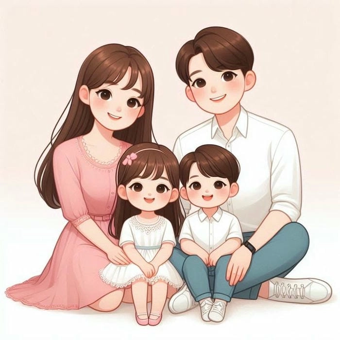 Chibi gia đình chibi phong cách anime độc đáo