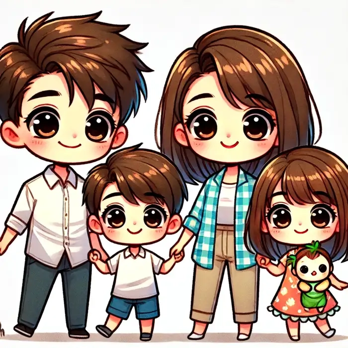 Mẫu chibi gia đình dễ thương cho mọi nhà