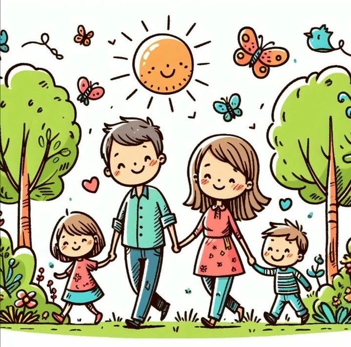 Ảnh cả gia đình chibi ngập tràn tình thân