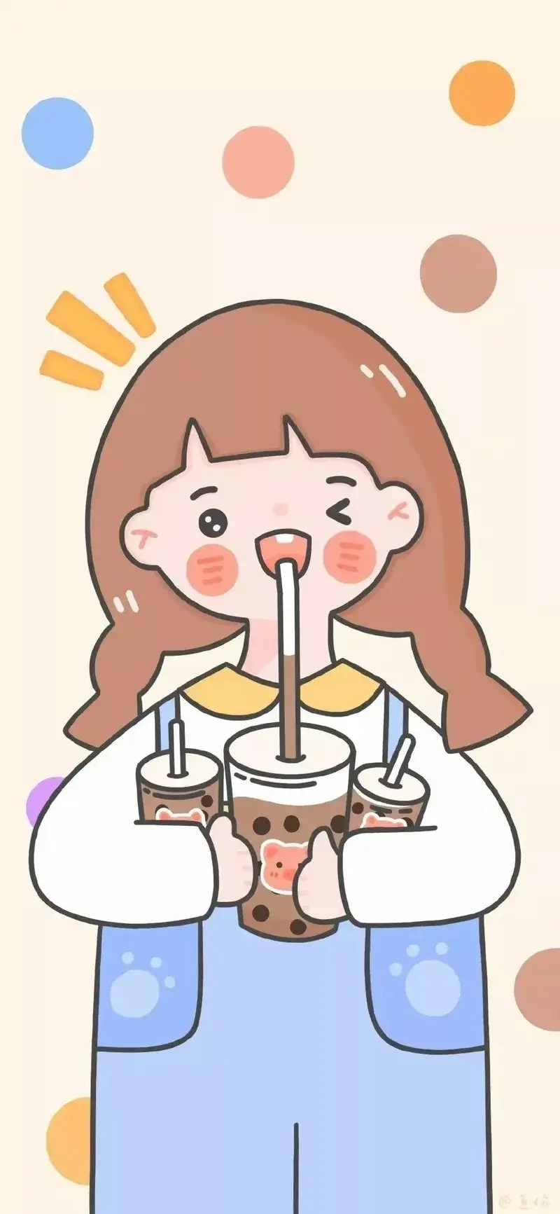 Hình chibi uống trà sữa mang lại cảm giác tươi vui