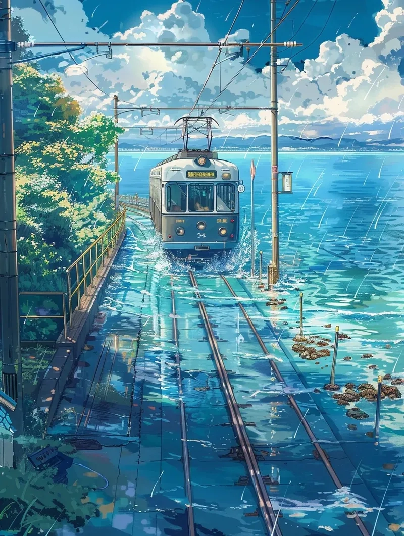 Khám phá anime phong cảnh đẹp biển xanh mát