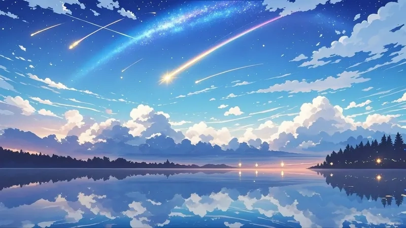 Bầu trời anime bình minh yên bình tinh khiết