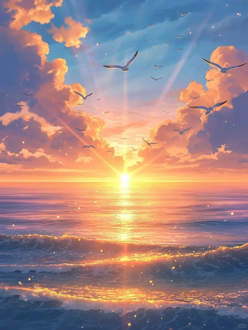 Bầu trời anime nghệ thuật hòa trộn nhiều sắc màu độc đáo