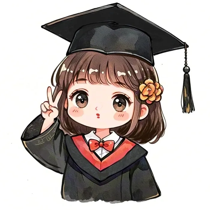 Chibi học sinh dễ thương áo dài dịu dàng truyền thống