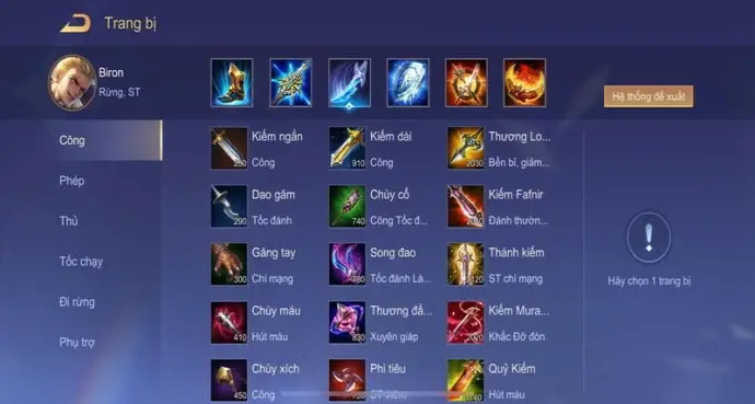 Top Build Đồ Biron Liên Quân Semi Siêu Trâu Trong Giao Tranh