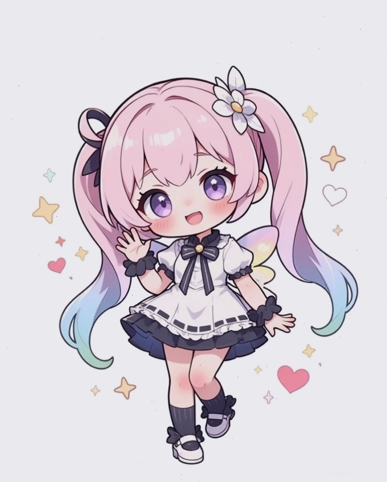 Ảnh chibi bé gái với trang phục dễ thương và phụ kiện