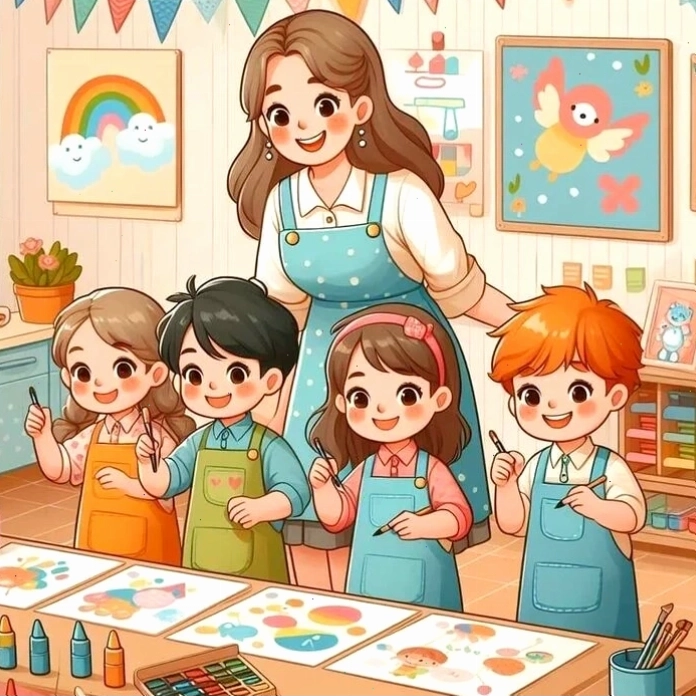 Ảnh cô giáo dạy học chibi