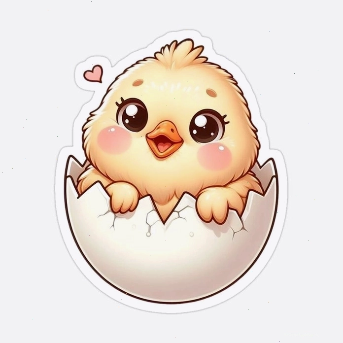 Ảnh con gà chibi đáng yêu với biểu cảm ngọt ngào
