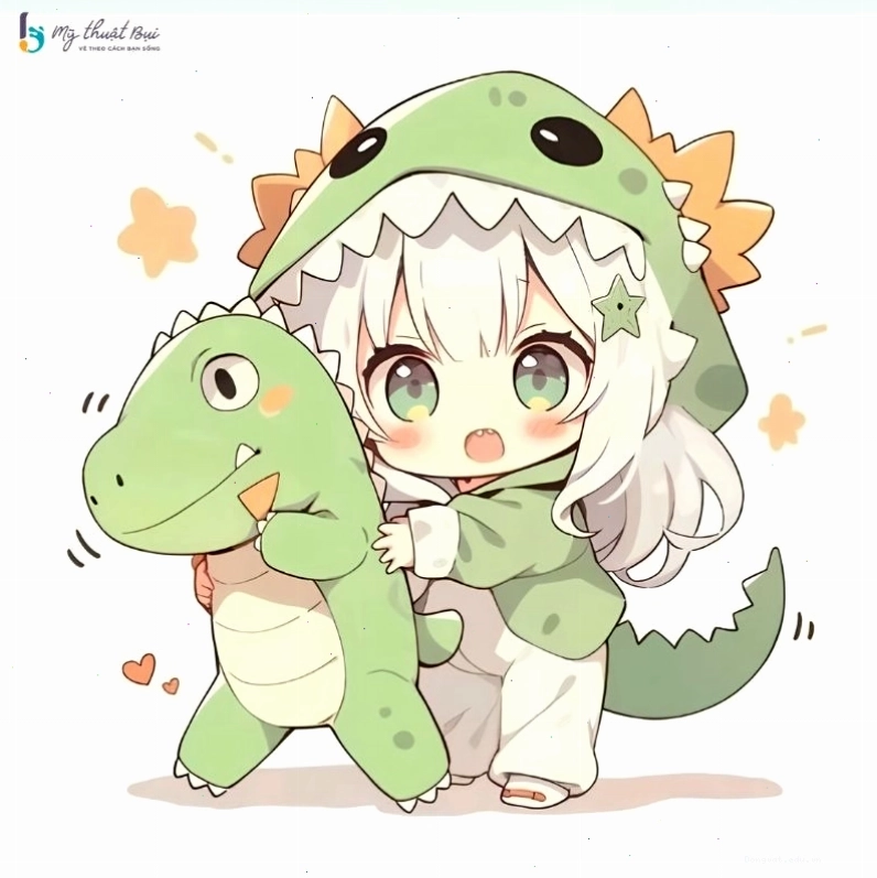 Anime chibi girl bên cành hoa anh đào