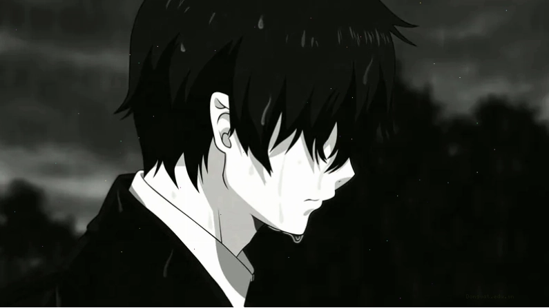 Avatar anime nam buồn đen trắng