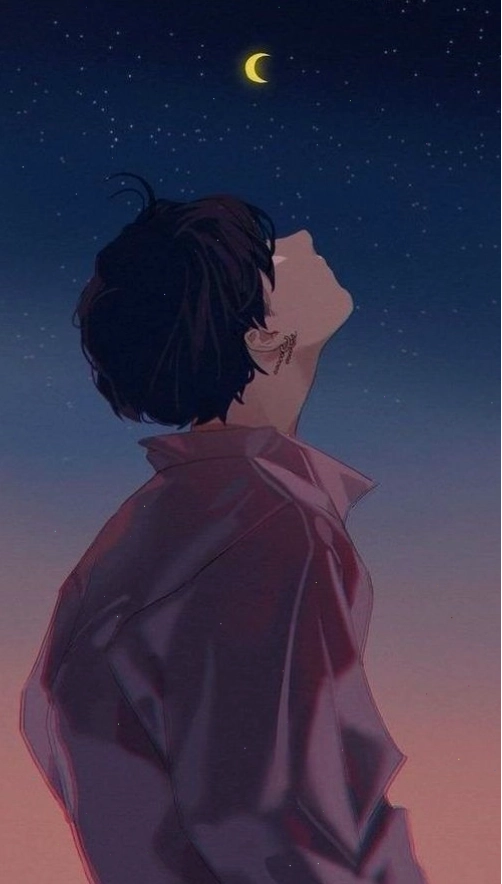 Avatar anime nam với mái tóc che một phần khuôn mặt