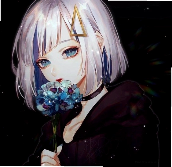 Avatar anime nữ chibi với trang phục độc đáo và nụ cười bí ẩn