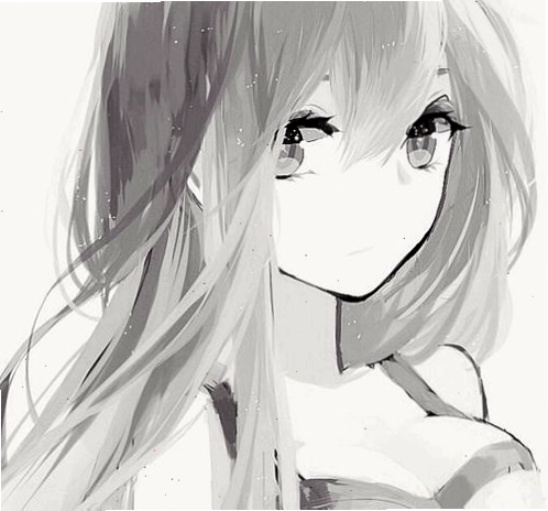 Avatar anime nữ đen trắng với trang phục và kiểu tóc độc đáo