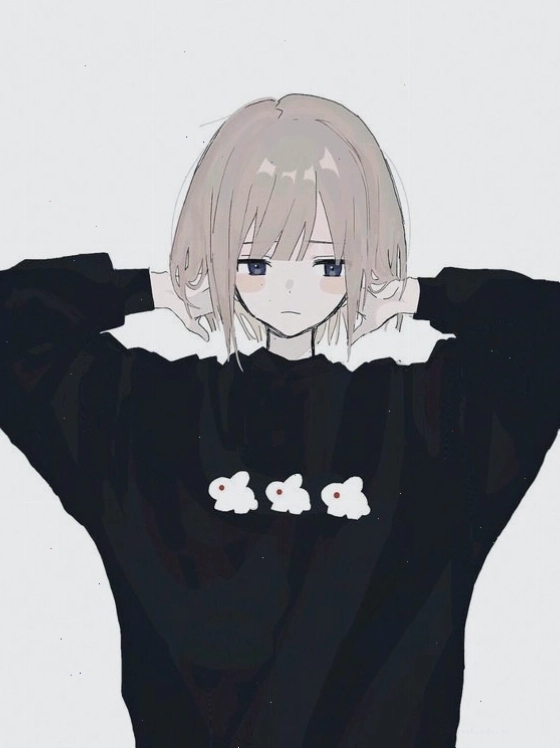 Avatar anime nữ tóc ngắn màu hồng với đôi mắt tím hút hồn