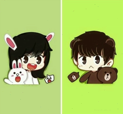 Avatar đôi hoạt hình dễ thương cho cặp đôi