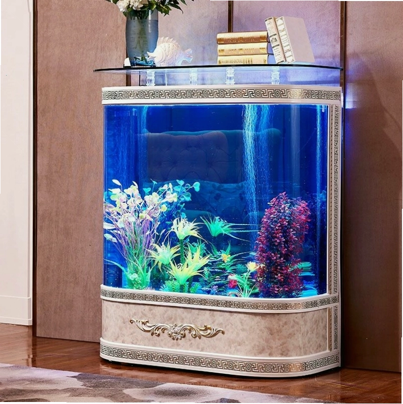 Bể cá thủy sinh BC005 hoa văn ở kệ màu đồng