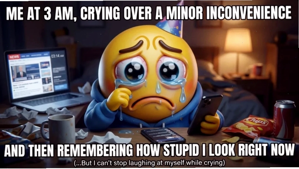 Biểu tượng cảm xúc buồn trong meme mang lại tiếng cười cho người xem