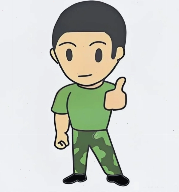 Bộ đội anime chibi với trang phục đặc trưng