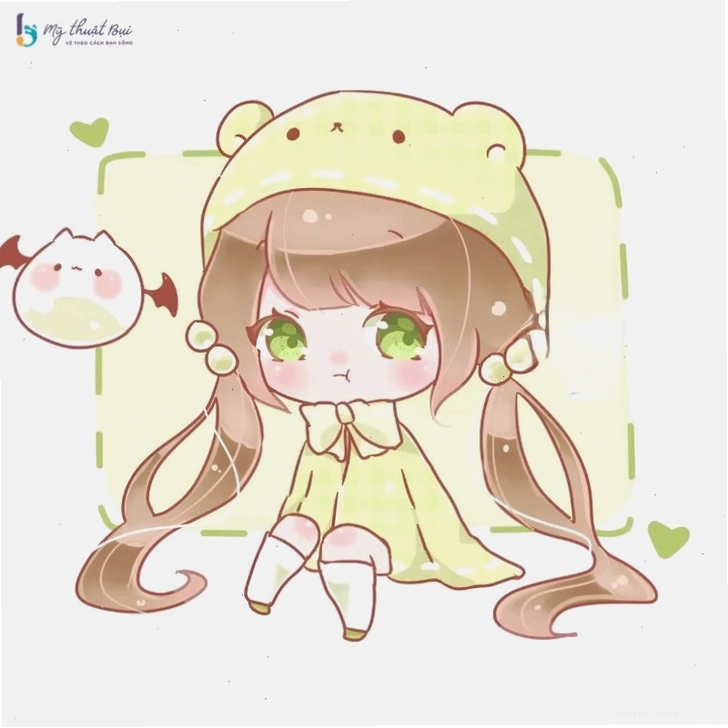 Bộ sticker hình chibi nữ cute