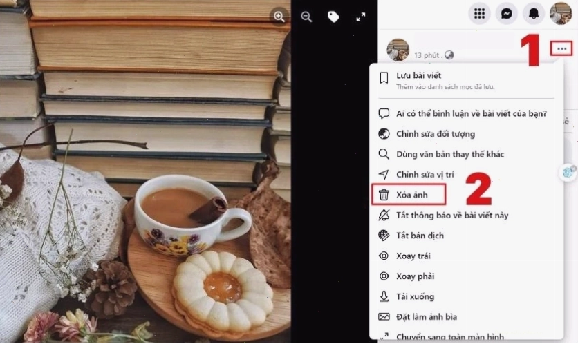 Cách chỉnh avatar Facebook về mặc định trên điện thoại: Nhấn vào biểu tượng ba chấm và chọn Xóa ảnh