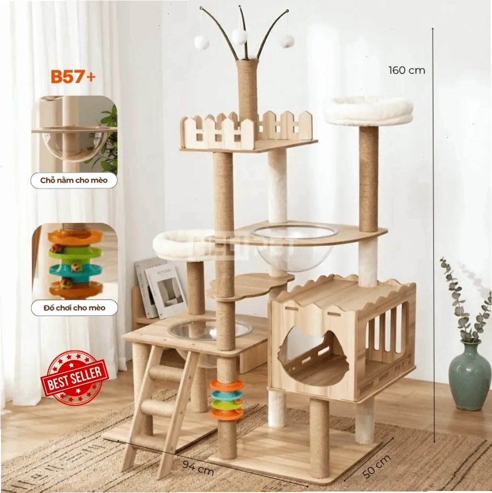 Cây mèo HELIPET B57+ với thiết kế sang trọng và nhiều tầng chức năng