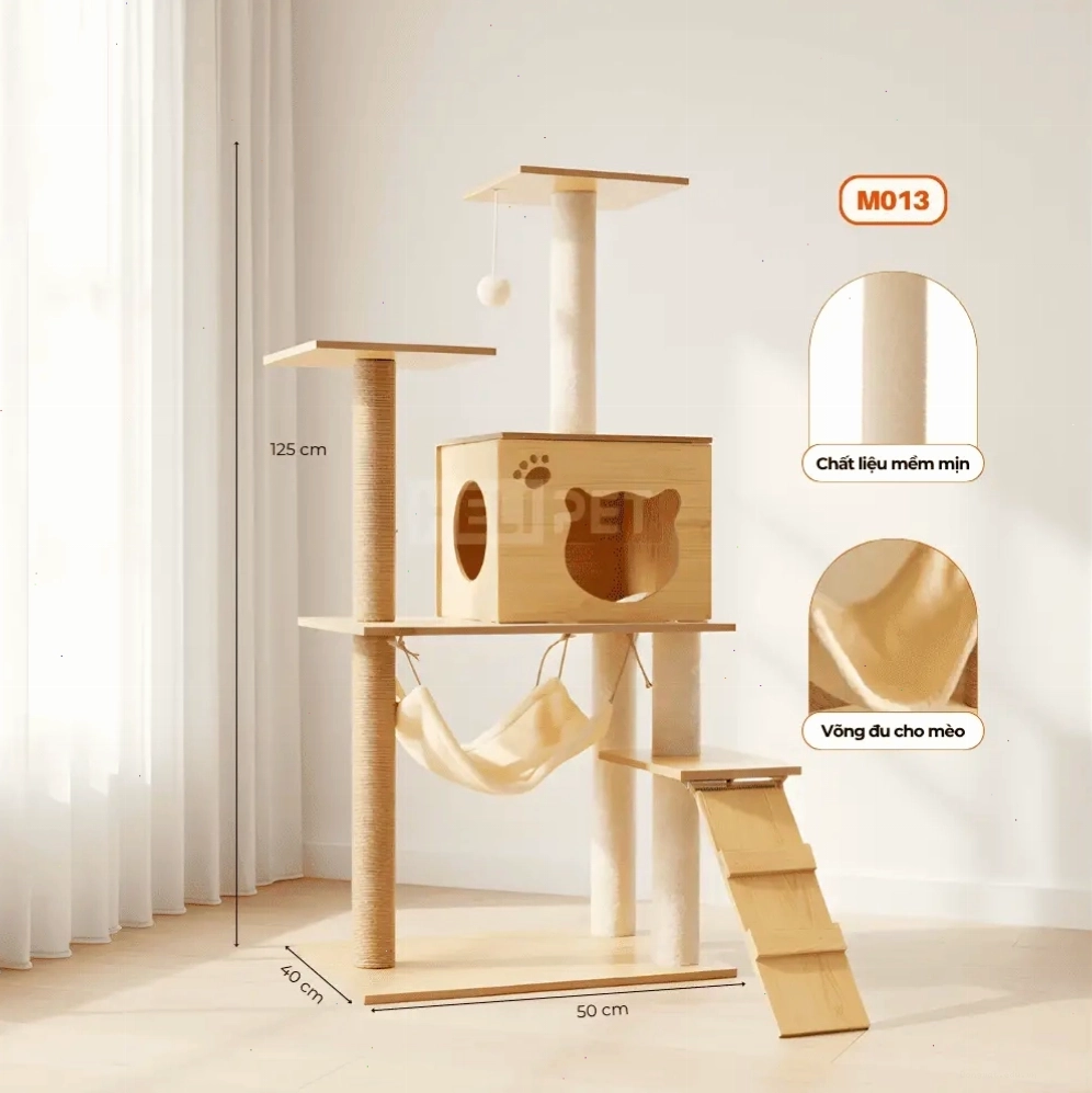 Cây mèo HELIPET M013 kết hợp giữa trụ cào và các khu vực nghỉ ngơi