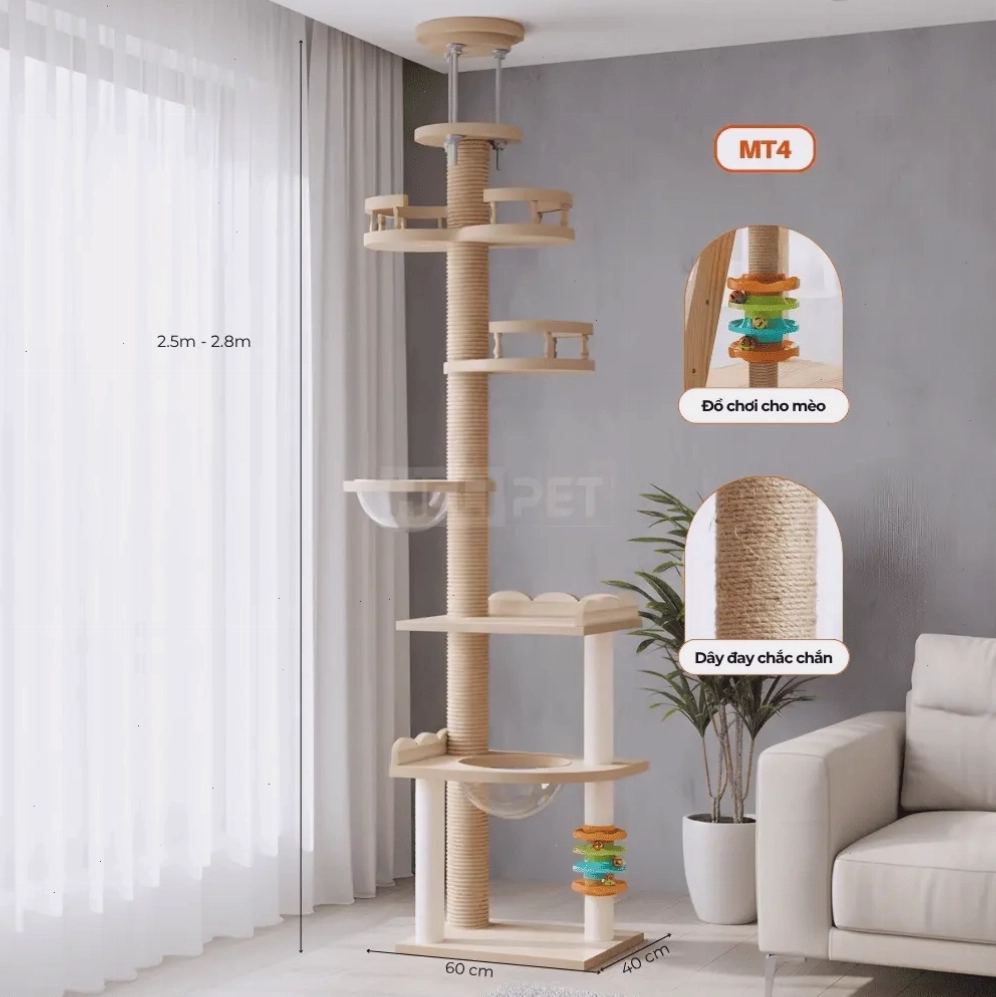 Cây mèo HELIPET MT4 mang đến nhiều khu vực vui chơi và nghỉ ngơi