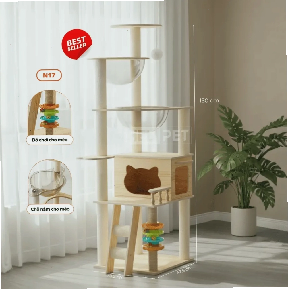 Cây mèo HELIPET N17 với thiết kế tinh tế và vật liệu cao cấp