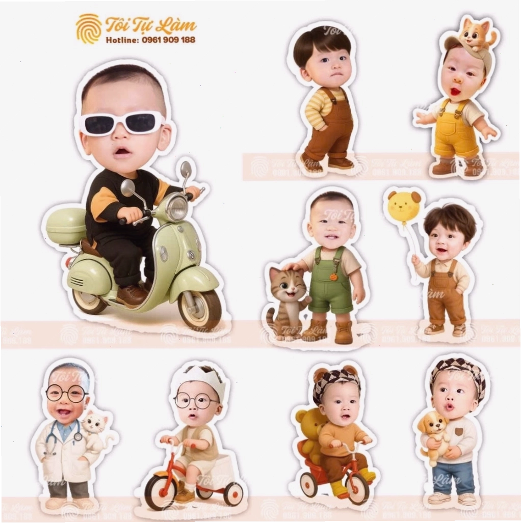Chibi bé trai đáng yêu với trang phục ngộ nghĩnh