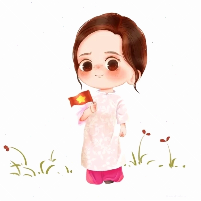Chibi cô giáo mặc áo dài tím dịu dàng