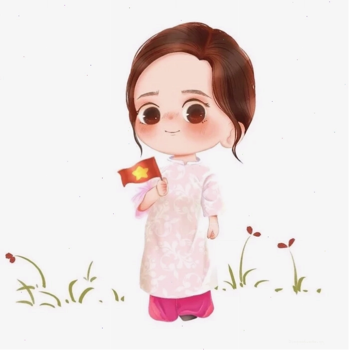 Chibi cô giáo mặc áo dài truyền thống duyên dáng