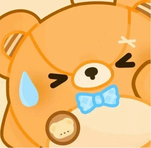 Chibi gấu cute đang ôm một bó hoa nhỏ