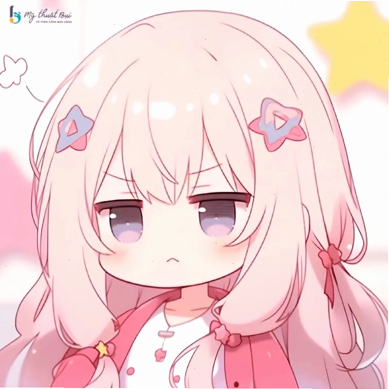 Chibi nữ đang thưởng thức một que kem mát lạnh, biểu cảm thích thú