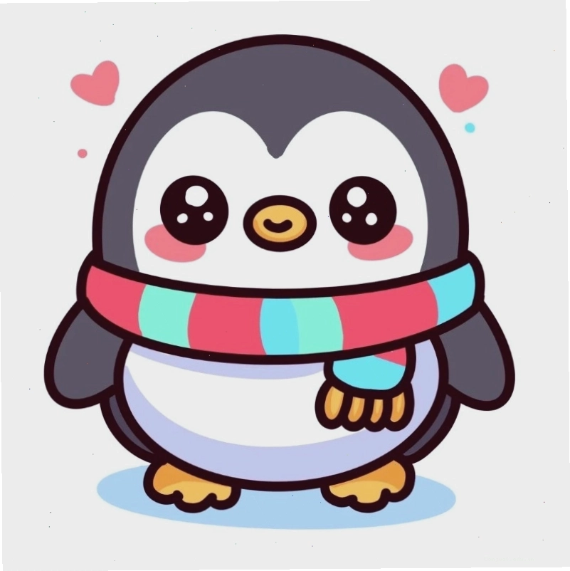 Chim cánh cụt chibi chơi đùa với bóng