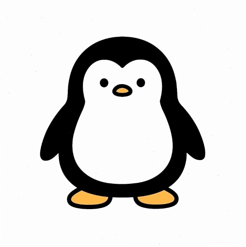 Chim cánh cụt chibi đang cầm một đóa hoa